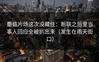 蘑菇片场这次没藏住：断联之后里当事人回应全被扒出来（发生在雨天街口）