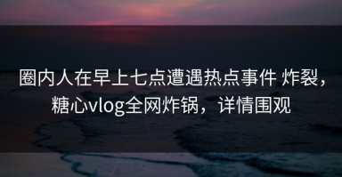 圈内人在早上七点遭遇热点事件 炸裂，糖心vlog全网炸锅，详情围观