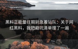 黑料正能量往期别急着站队：关于网红黑料，我把避坑清单理了一遍