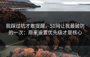 我踩过坑才敢提醒，51网让我最破防的一次：原来设置优先级才是核心